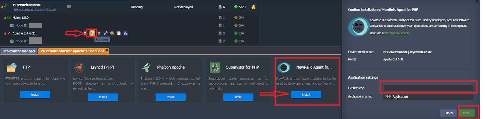 New Relic on PHP env - Jelastic PaaS